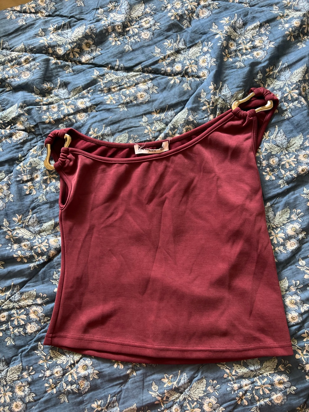 Princess Polly Burgundy Bandeau Dress with Gold Ring Straps